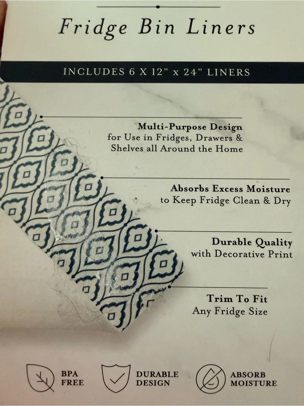 Core Home 6-Piece Reusable Fridge Bin Liners | Washable Shelf Drawer Mats | NIP